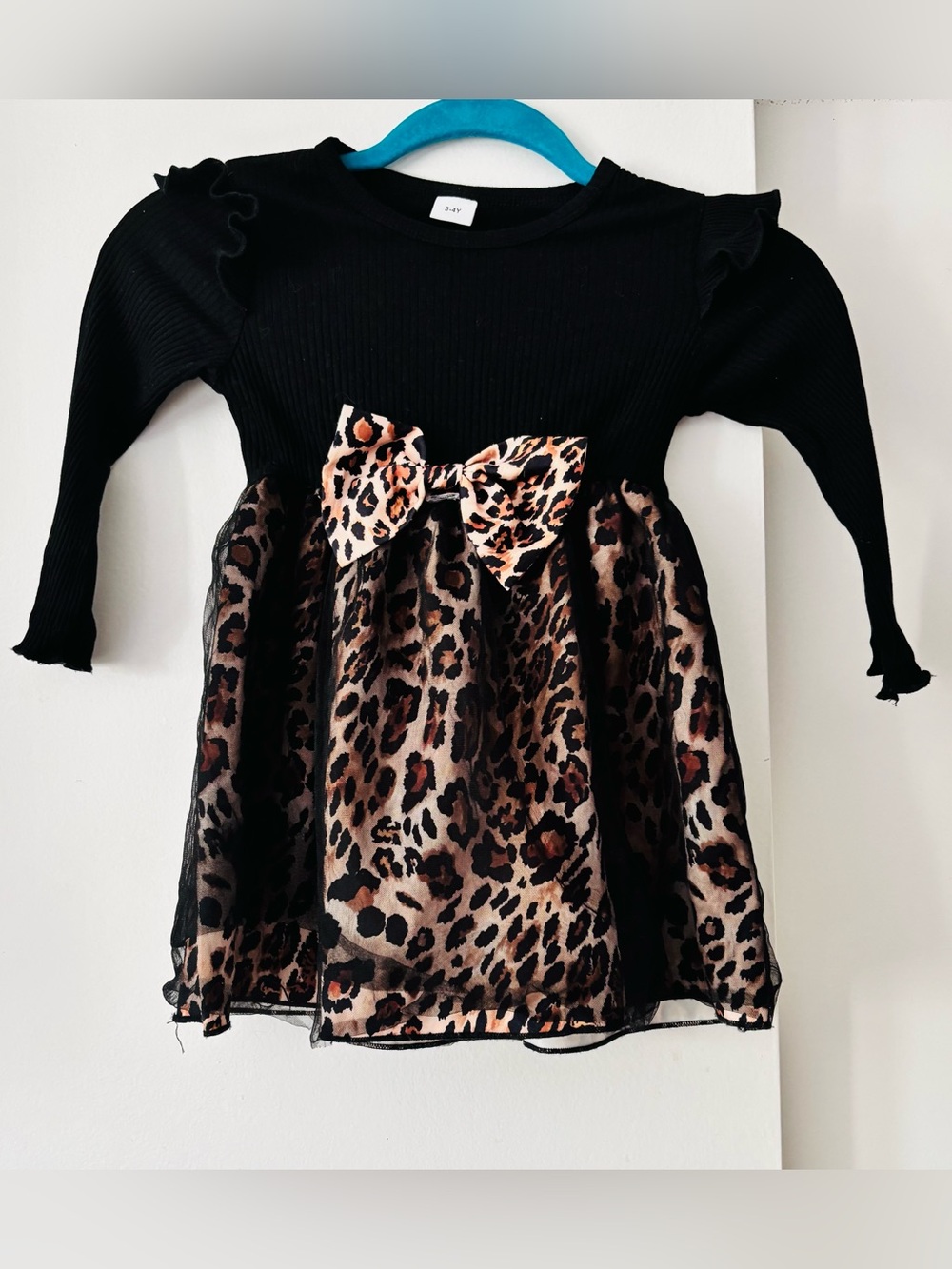 Toddler girls 3/4t long sleeve leopard dress